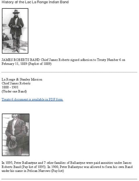 History of the Lac La Ronge Indian Band — Page 1